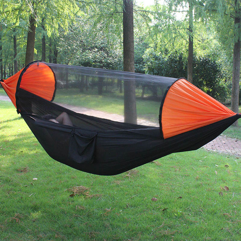Portable Anti-mosquito Camping Hammock Tent Double & Single, Lightweight Nylon Parachute Hammocks for Backpacking, Travel, Beach, Backyard, Patio, Hiking