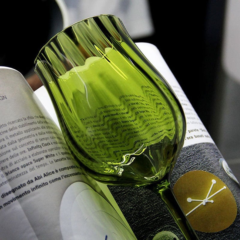 Vintage Green Wine Goblet
