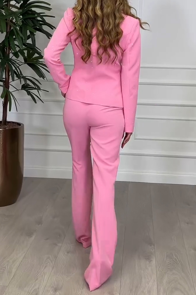 Women's Lapel Rhinestone Commuter Suit