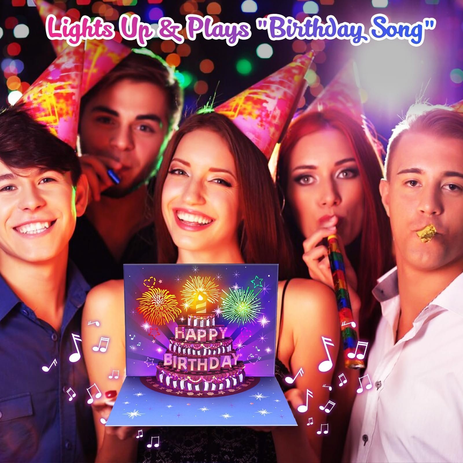 🎂✨ Feuerwerk Pop Up Kuchen Licht und Musik Alles Gute zum Geburtstag Karte