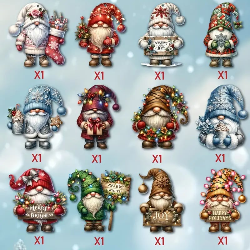 (🌲Early Christmas Sale- 49% OFF) Wooden Dwarf Christmas Tree Ornaments Set (12pcs)