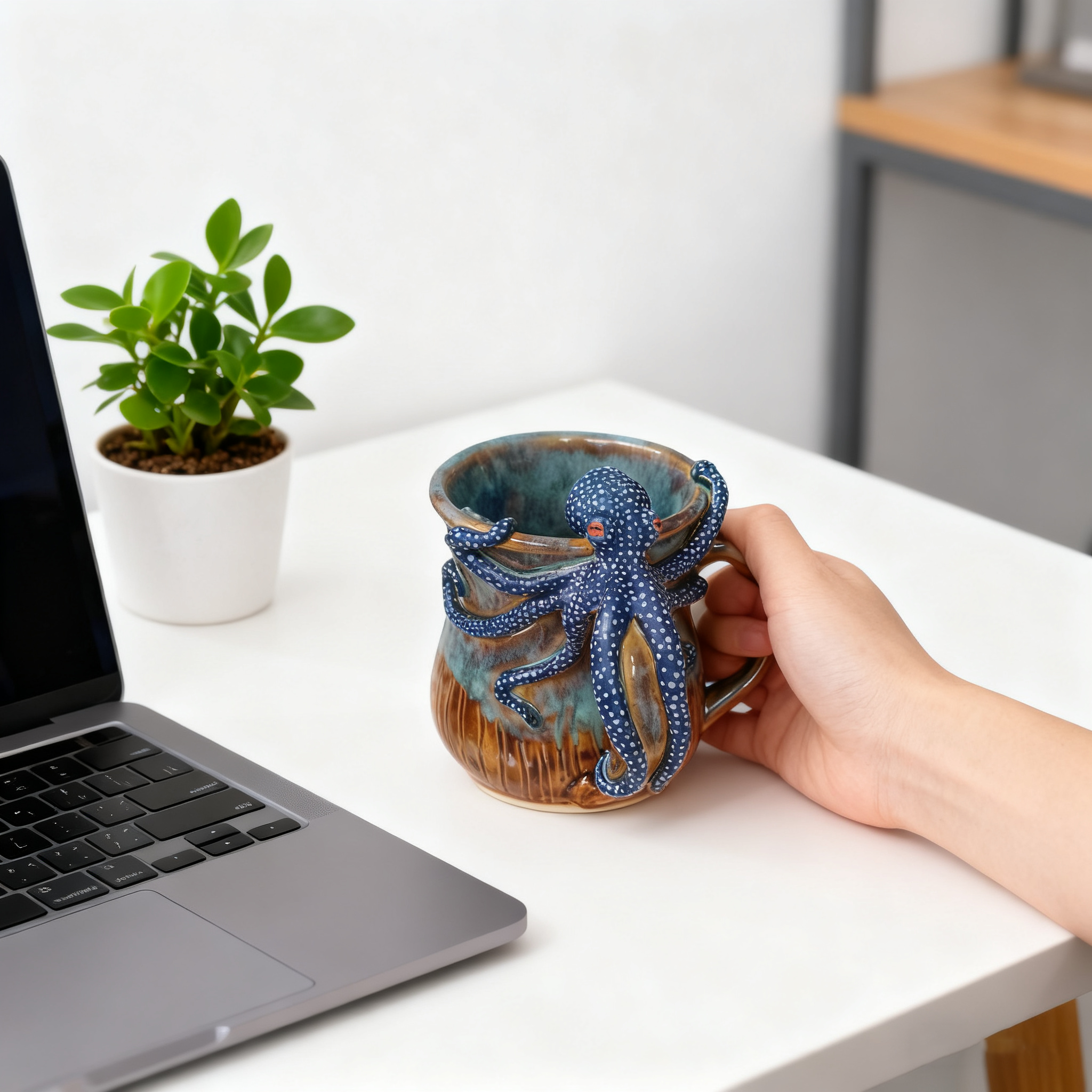 🌊Dark blue octopus resin (cup-shaped) ornament,Bring the Ocean’s Mystery to Your Home