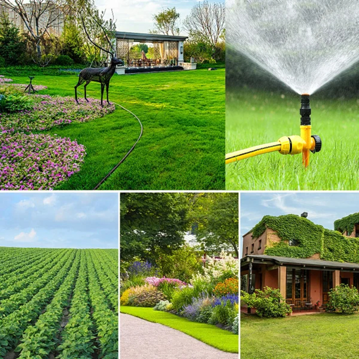 🔥360° Rotation Auto Irrigation System Garden Lawn Sprinkler Patio,Coverage Diameter 65ft