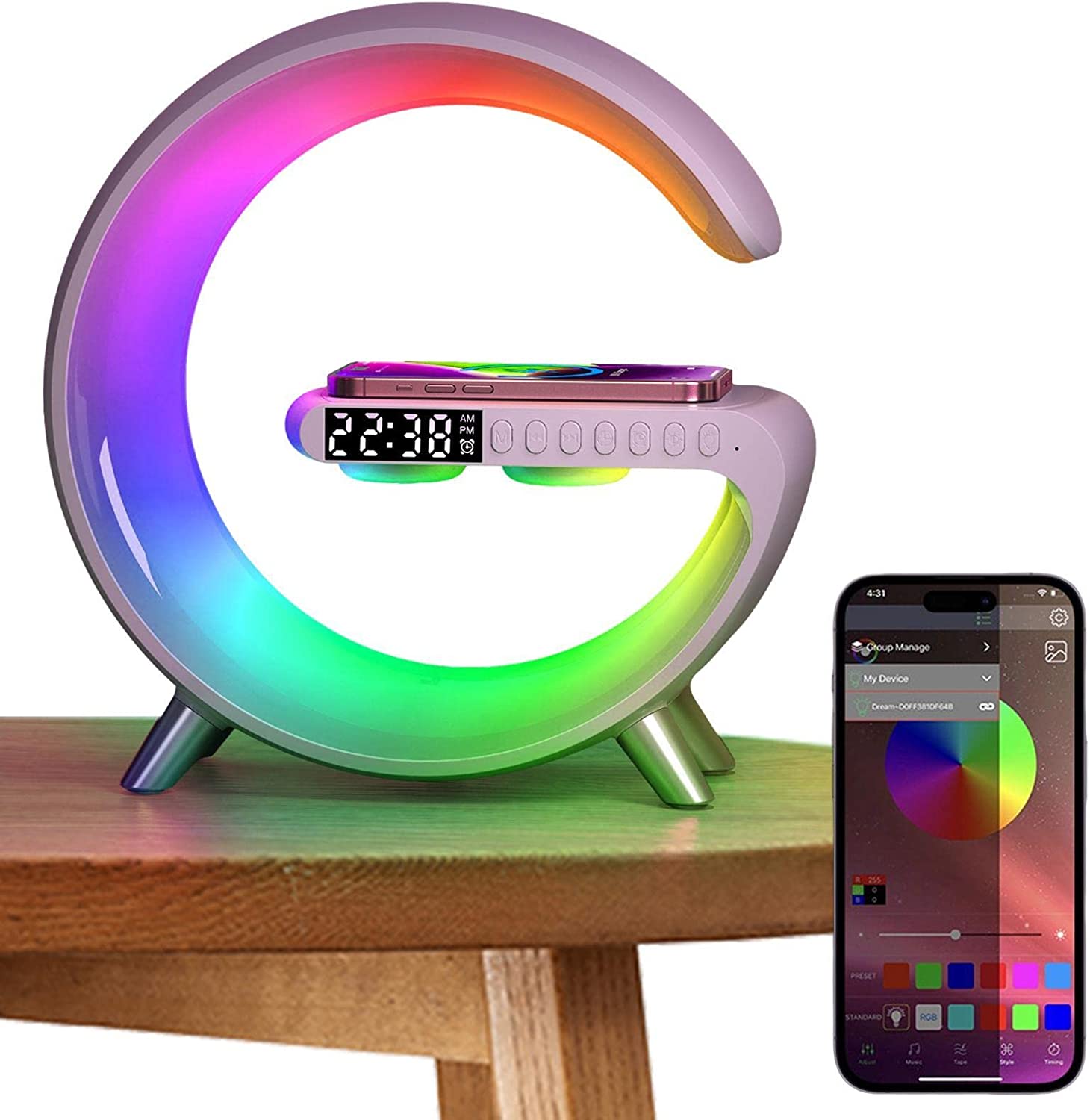 🎄Christmas Sales - 50% OFF🎅Multifunctional Bluetooth Speaker-Colorful Atmosphere Light Wireless Charging and Clock All-in-one Machine