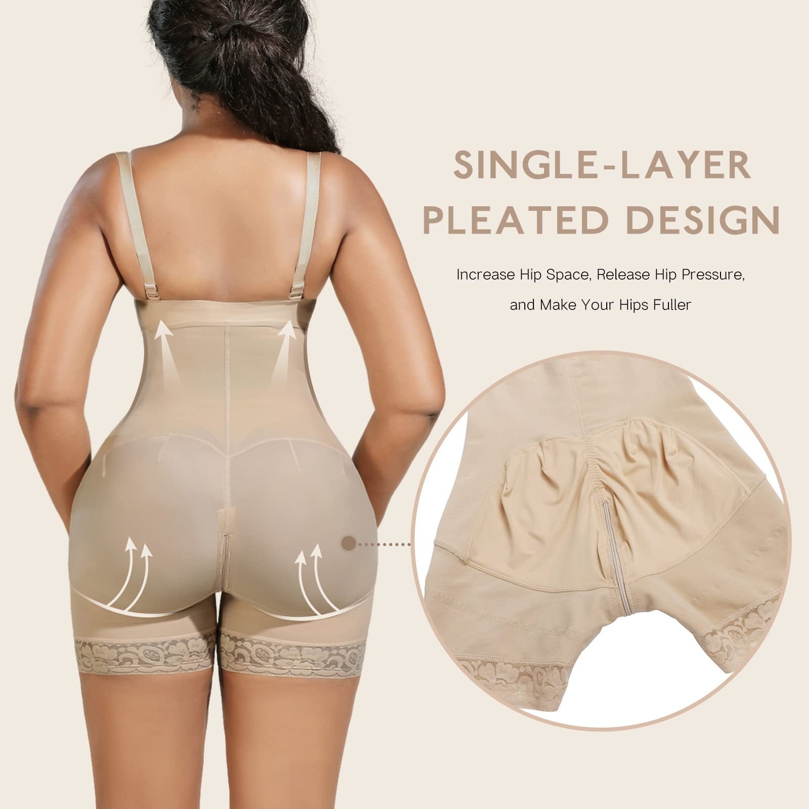 Firm Tummy Compression Bodysuit Shaper with Butt Lifter