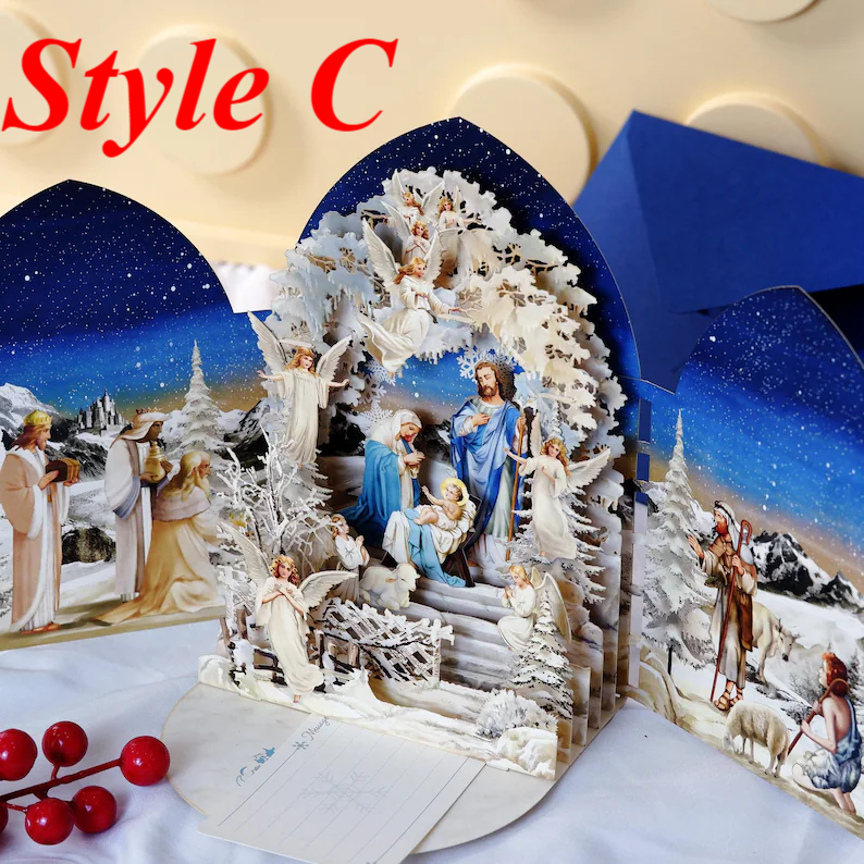 <strong>🎄🎅Christmas Promotion - 49% OFF</strong>🎄Handcrafted 3D Nativity Scene Christmas Scene Greeting Card