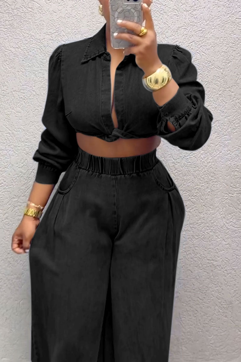 Women's Chic Kink Long Sleeve Top And Pants Suit