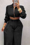 Women's Chic Kink Long Sleeve Top And Pants Suit