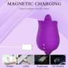 Purple Rose Toy Rotating Pearls Telescopic Tongue-licking Vibrator