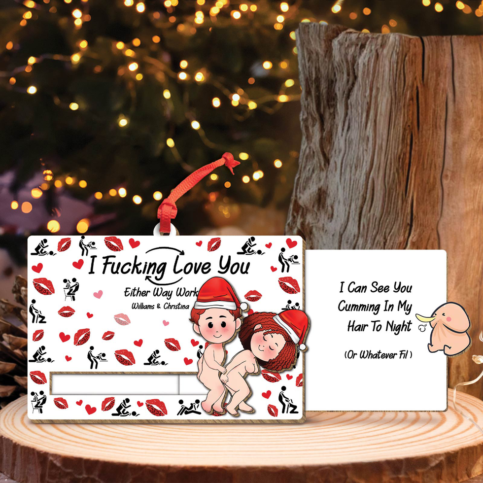 🎁TikTok Last Day Sale - 70% OFF🎉Funny Couples Christmas Gift - Personalized Photo Wooden Slider Ornament For Couples