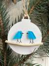 Handmade Family of Sea Glass Birds Christmas Ornament