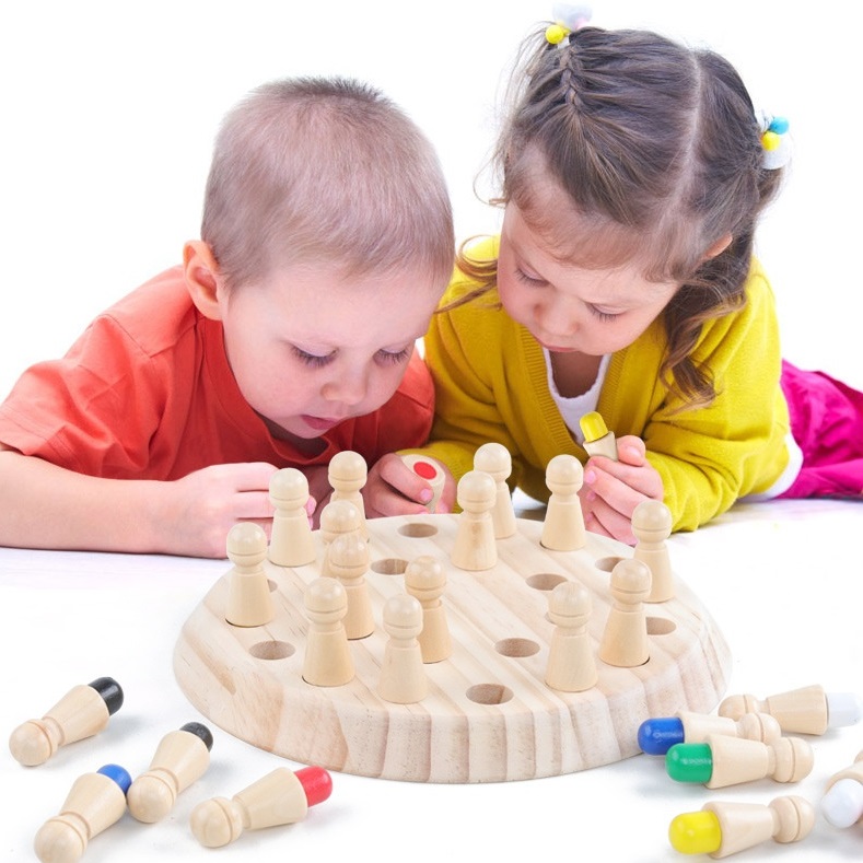 New Children Wooden Memory Matchstick Chess Game