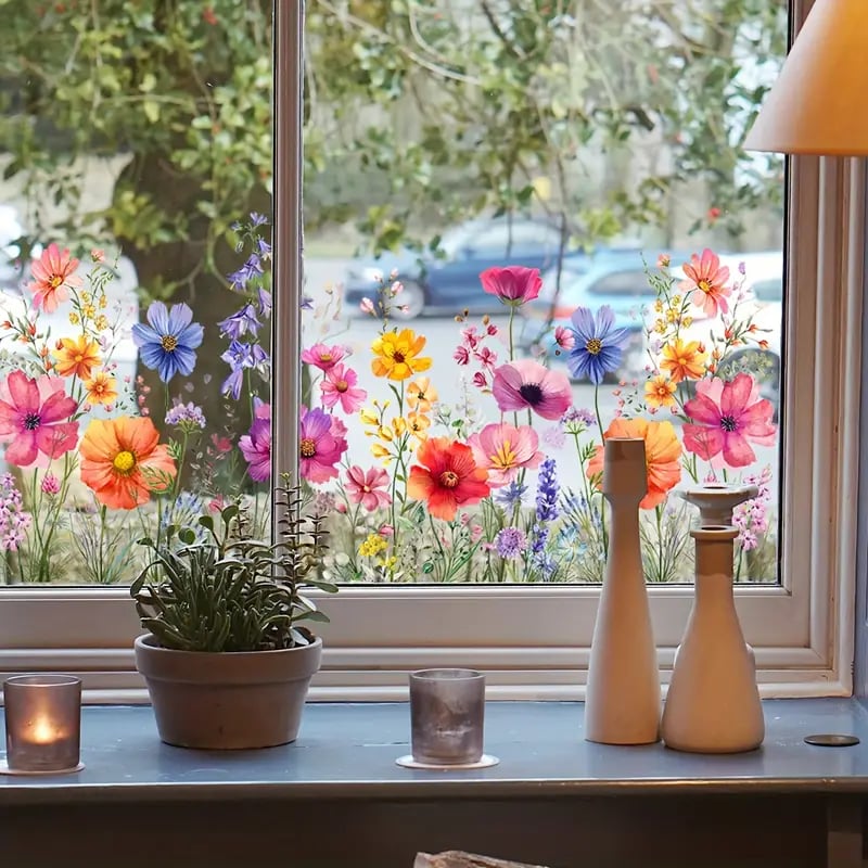 ✨LAST DAY 70% OFF💐Colorful Floral Bouquet Window Sticker(Cut To Size Freely)