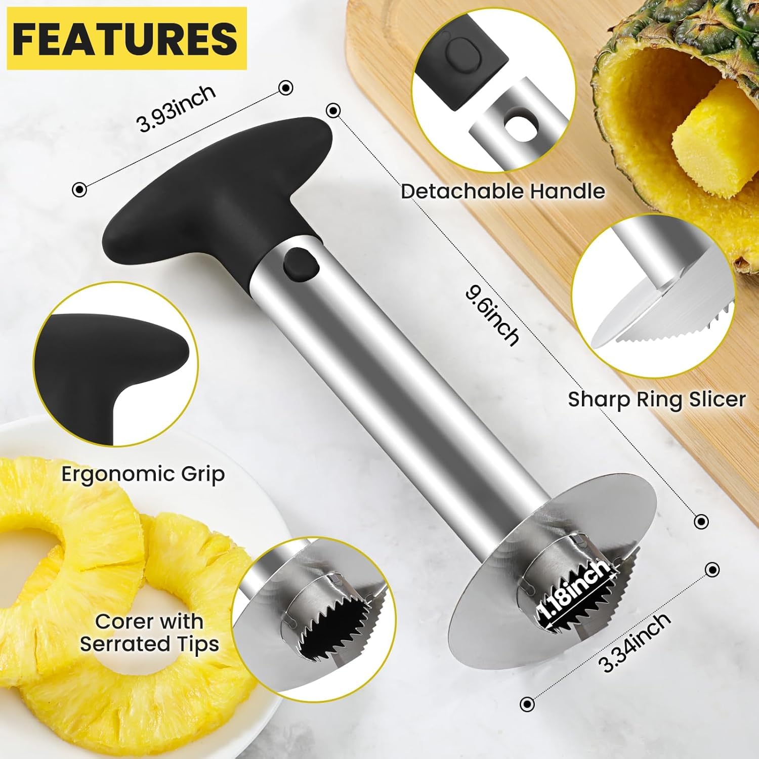 🎁TikTok Last Day Sale - 70% OFF🎉Premium Pineapple Corer and Slicer Tool