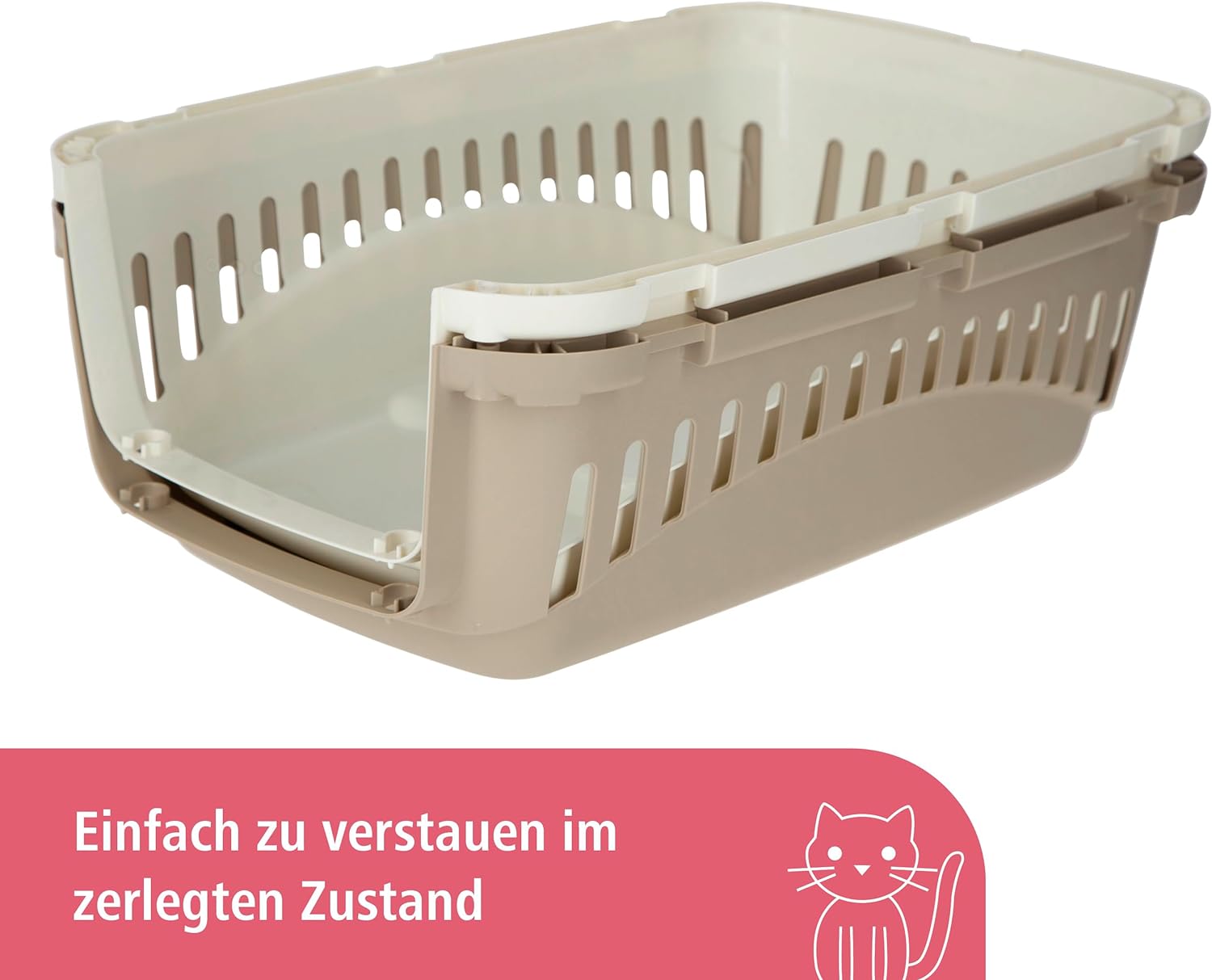 Kerbl 81346 Transportbox Expedion (Tiertransportbox Haustiere Katzen Hunde Kaninchen) aus Kunststoff 45x30x30 cm Mocaccino/Creme