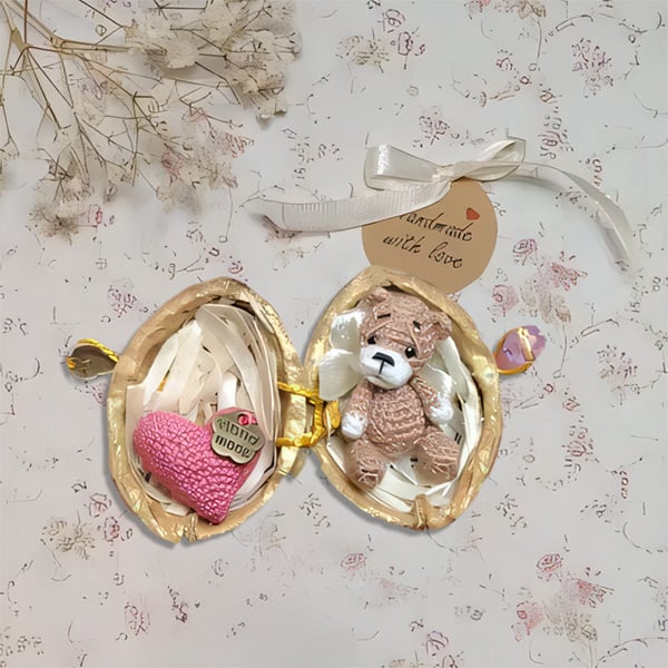 🔥Letzter Tag 49% RABATT🐰🧸Handmade crochet animal in walnut shell