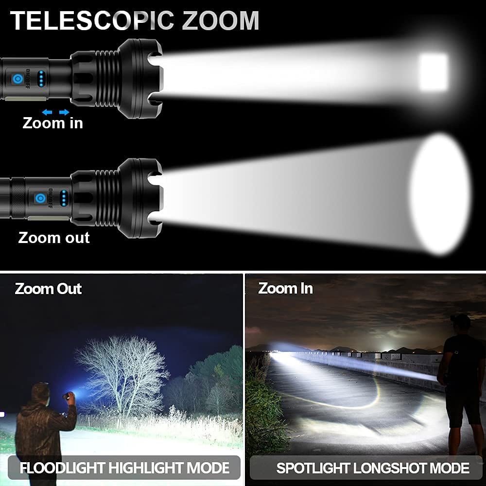 (🎅Christmas Hot Sale🔥🔥)LED Rechargeable Tactical Laser Flashlight 70000 High Lumens