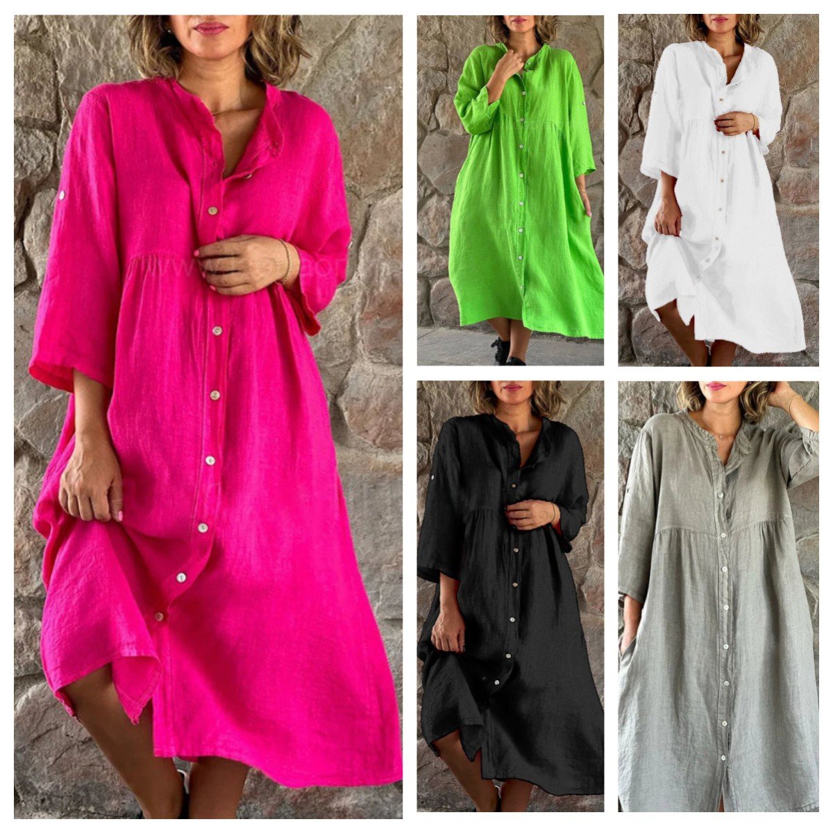 🔥Letzter Tag 49% Rabatt✨Lockeres Hemdkleid aus Baumwolle & Leinen