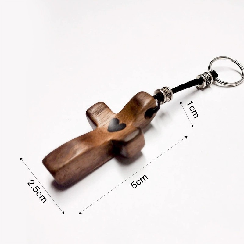 ✝️100% Handmade Wooden Cross Keychain My Heart(𝐂𝐨𝐥𝐨𝐧𝐞𝐥 𝐉𝐚𝐦𝐞𝐬®)