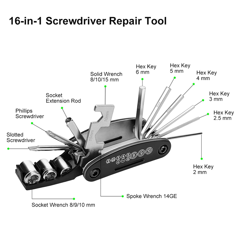 (🔥SUMMER HOT SALE-48% OFF) 16 In 1 Multifunctional Bicycle Hex Screwdriver