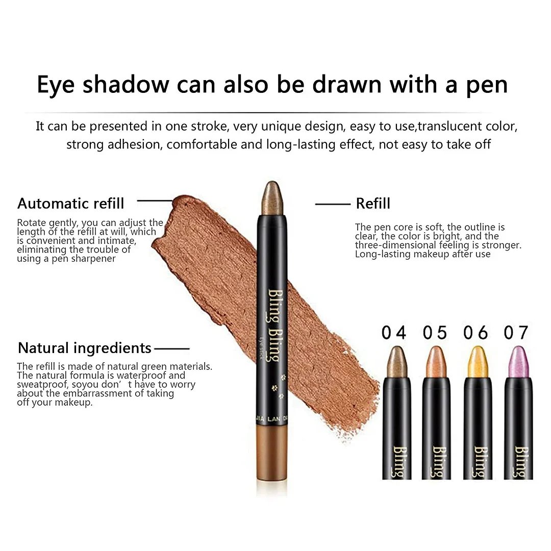 🔥15 Color Highlighter Eyeshadow Pencil Waterproof Glitter Eye Shadow Eyeliner Pen
