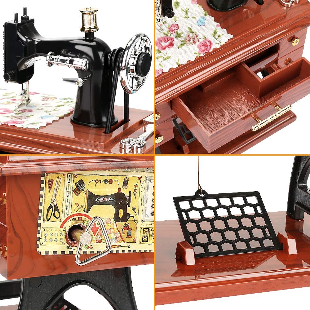 Para Monther's Gift💖Caja de música con diseño de máquina de coser vintage🎶