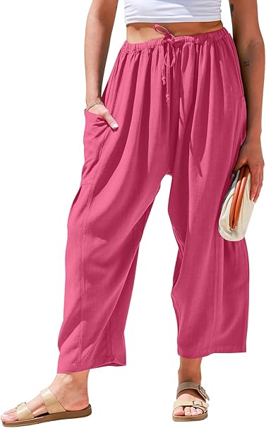 🎁 Letzter Tag Aktion 50% RABATT– Damen Leinenhose mit weitem Bein und Taschen