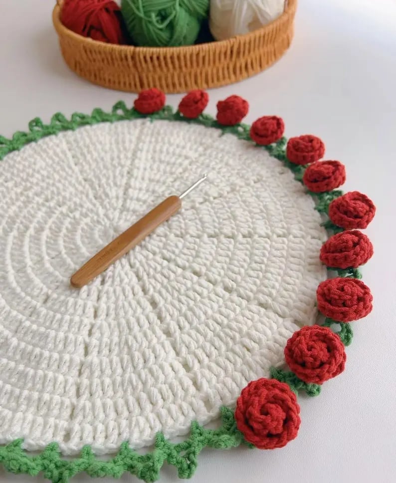 🌹100% Handmade Rose Coaster and Flower Basket Crochet