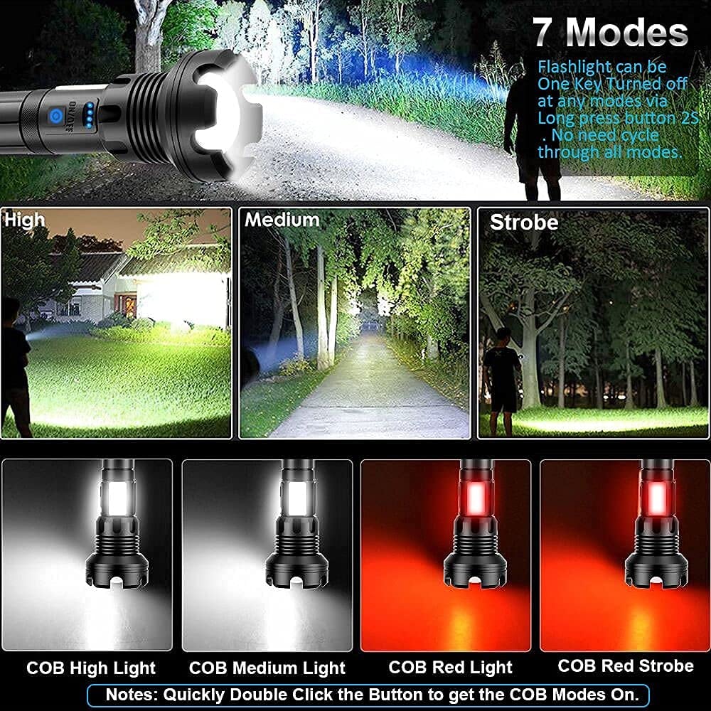 (🎅Christmas Hot Sale🔥🔥)LED Rechargeable Tactical Laser Flashlight 70000 High Lumens