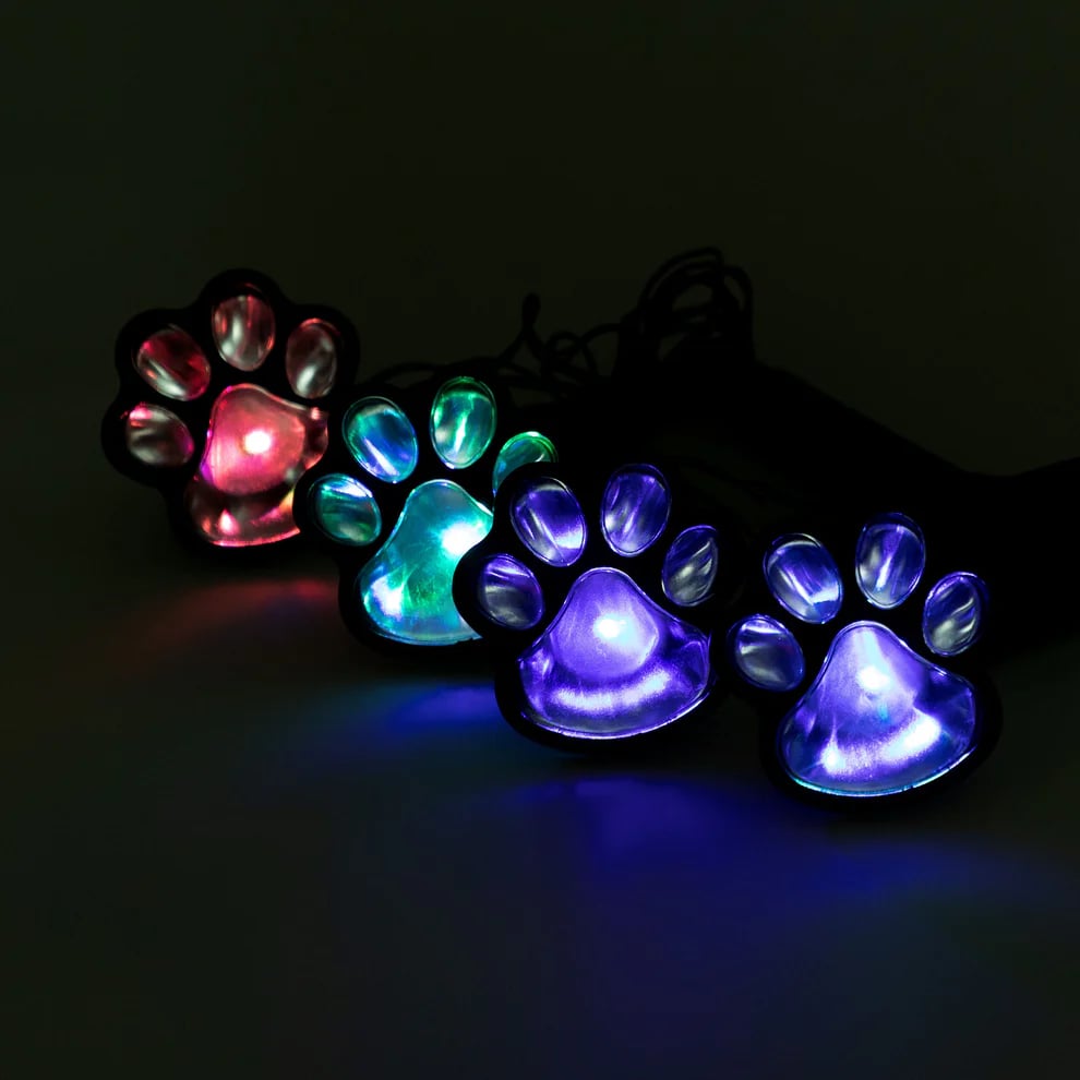 Paw Print Solar Ground Lights - Set of 4