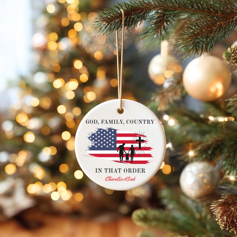 💙Charlie Kirk Quote Memorial Ornament: God Family Country