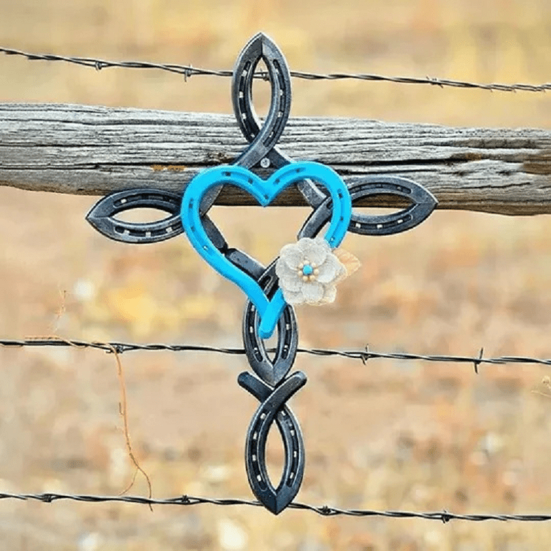 ❤️Natural Horseshoe Cross With Heart