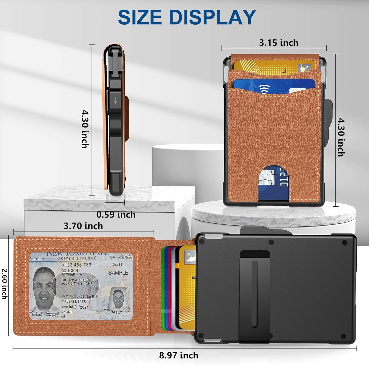 ✨Wallet for Men - with Pop Up Aluminum Case Money Clip Slim Leather Slots Credit Card Holder RFID Blocking Bifold Minimalist Wallet