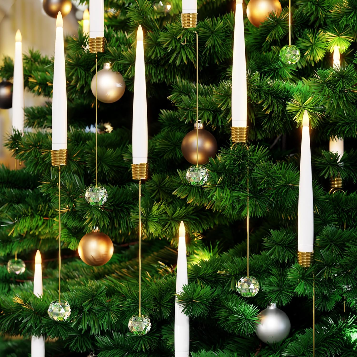 🍂TikTok Fall Sale — Last Day 70% OFF🎉Christmas Tree Led Candles with Clear Crystal Ball Hook🎄