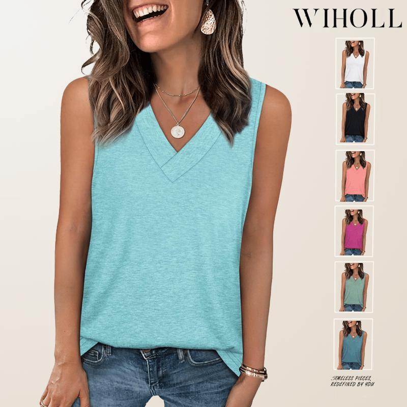 🔥Letzter Tag 70% Rabatt ✨Damen ärmellos V-ausschnitt Abnehmen lockere Passform Casual Tank Top T-Shirt