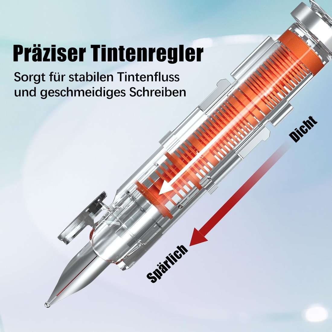 🔥 Füllfederhalter, einziehbar: 0,38 mm, blaue und schwarze Tinte, transparenter Schaft, inkl. 5 nachfüllbaren Tintenpatronen