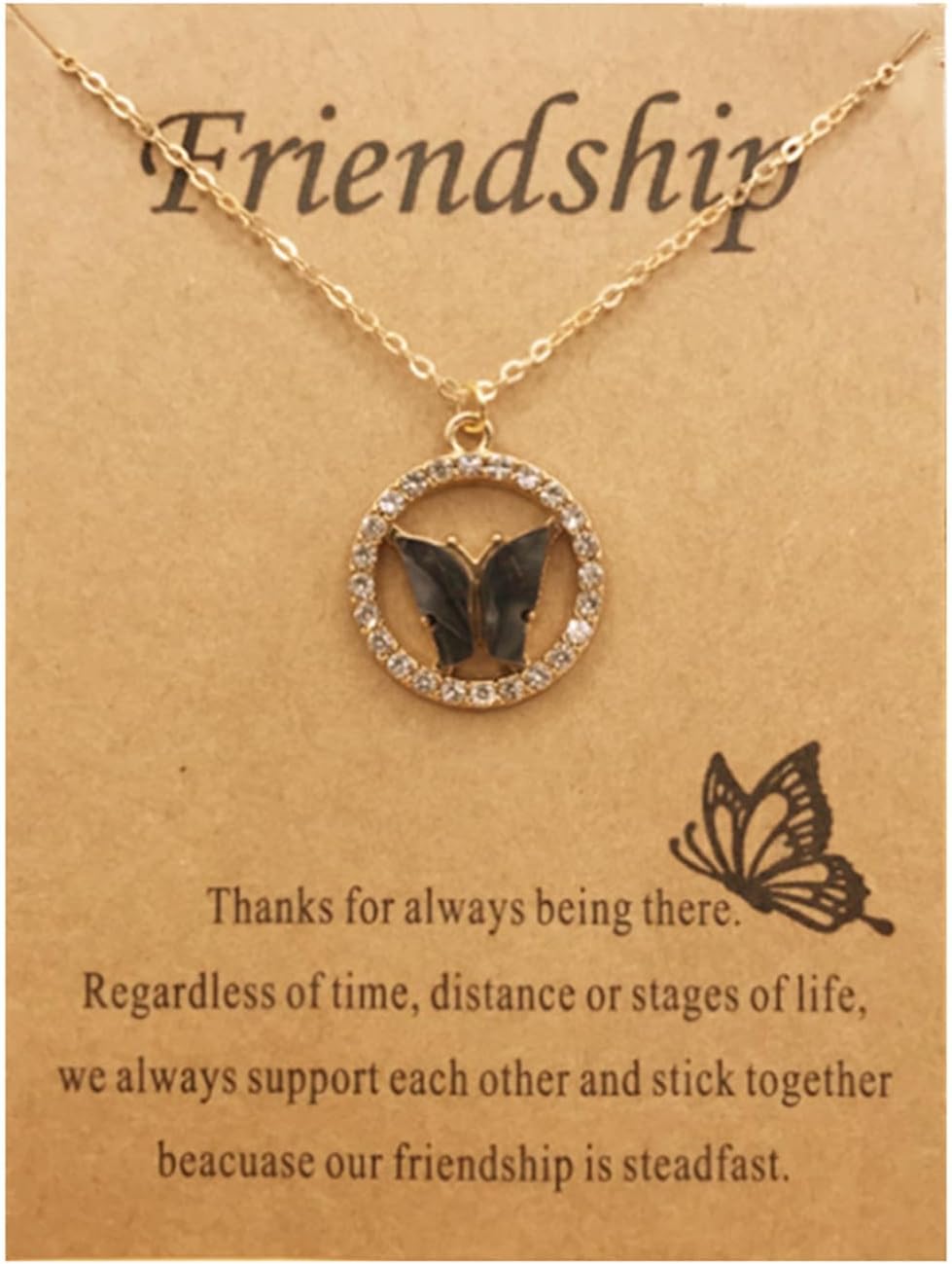 Colorful Acrylic Butterfly Pendant Necklace Bohemian Adjustable Retro Card Clavicle Chain Insect Animal Necklace for Women Girl Teen Friend Friendship Party Jewelry Gift