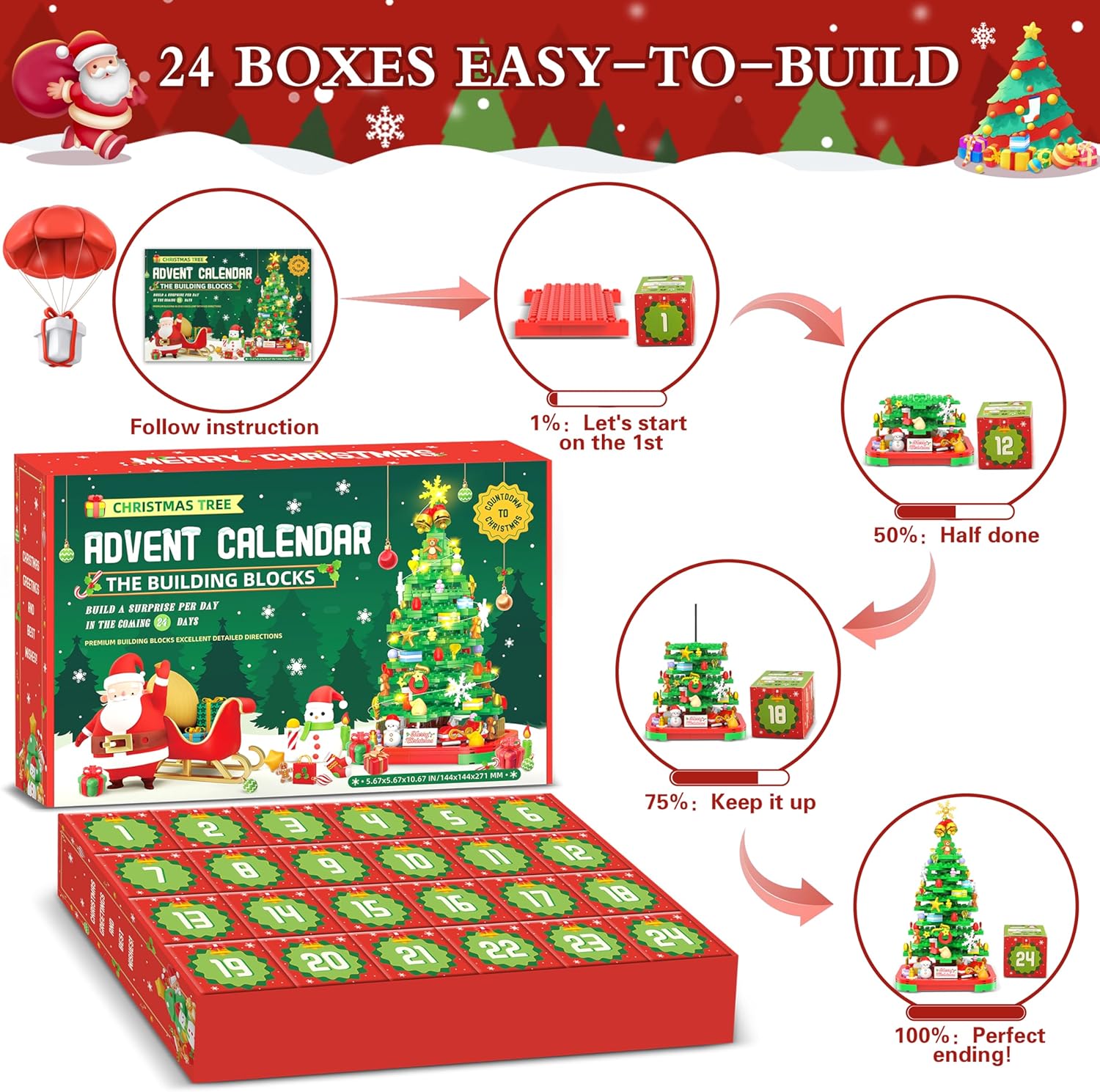 (🎄Early Christmas Sale 50% OFF)🎉2024 Christmas Tree Building Toy Set