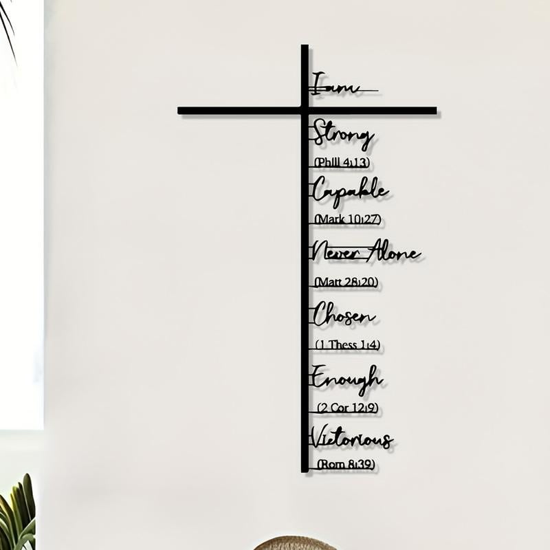 ✝ Christian Metal Wall Cross with Scripture – Inspirational Faith Wall Ar
