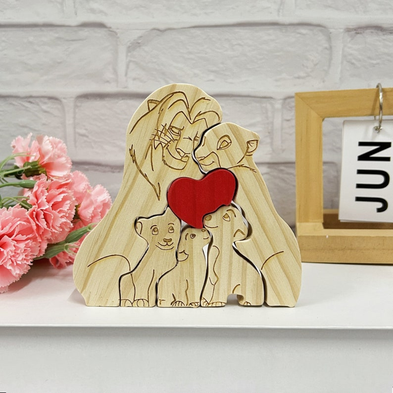 🦁Personalized lion family members wooden puzzle🧡