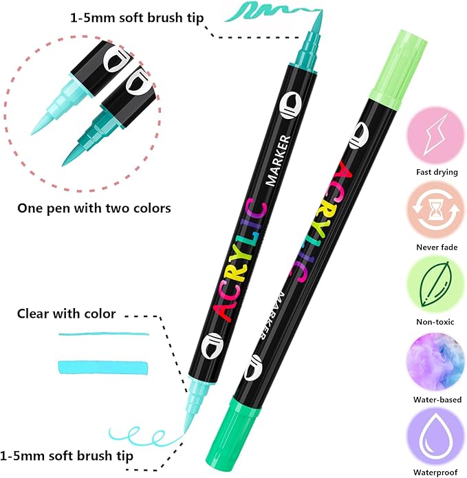 🔥Last Day Promotion 49% OFF-🎨Acrylic Paint Marker Drawing Set - Quick Dry Water Based Premium