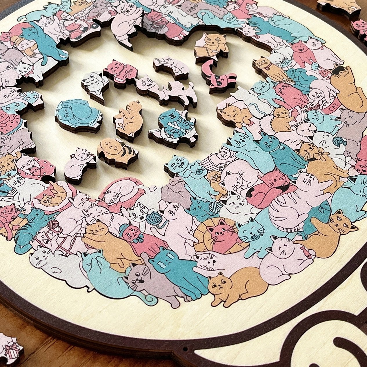 🎁TikTok Last Day Sale - 70% OFF🔥135-Piece Morandi-Colored Cat Shaped Wooden Jigsaw Puzzle