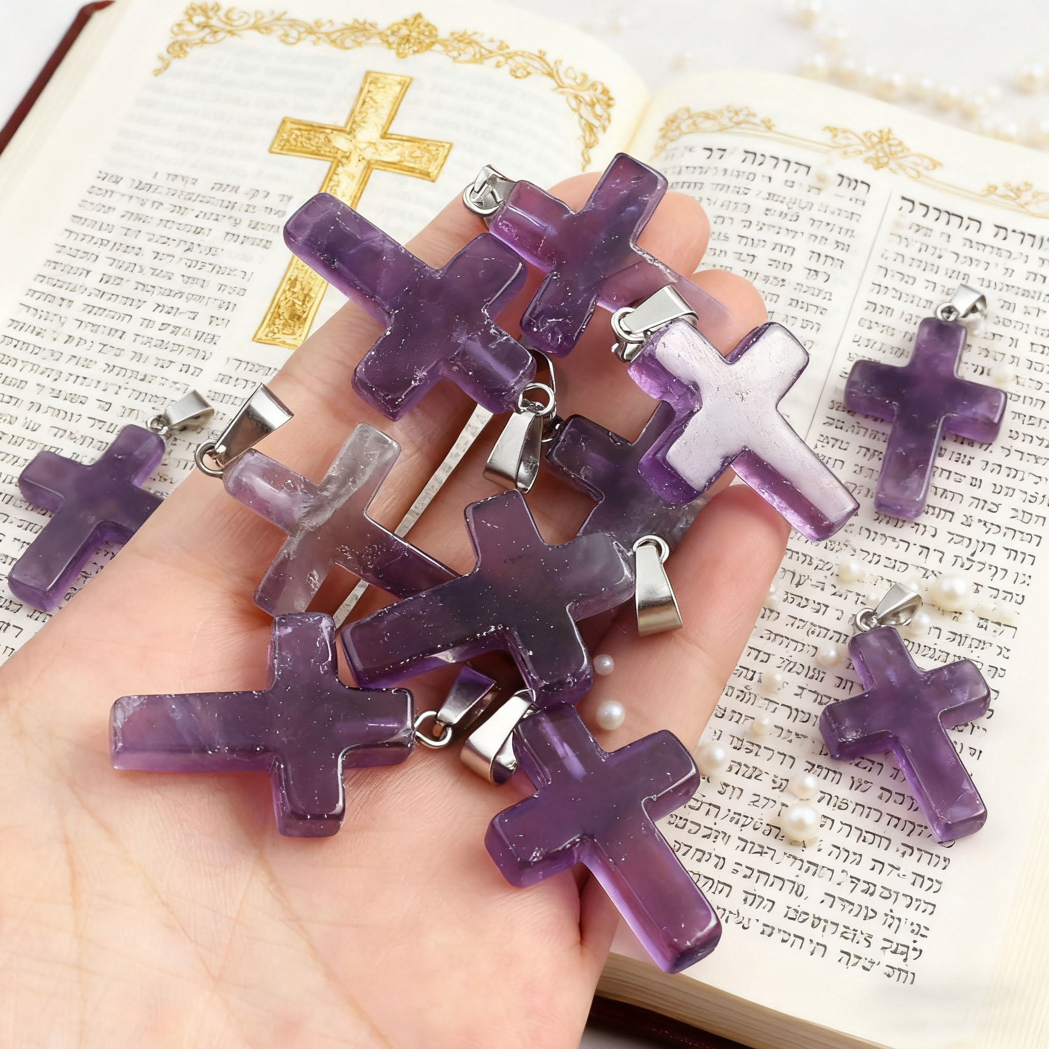 ✝️100% Handmade Crystal Cross Healing Heart，🔥🔥BUY 7 GET 5 FREE & FREE SHIPPING - Best Seller (12 PCS)93.6% of people would choose this