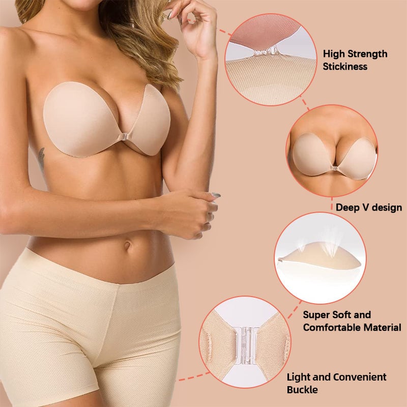 🔥Hot Sale 50% OFF🔥Adhesive Bra Backless Strapless Reusable Sticky Invisible Push Up Bra For Women