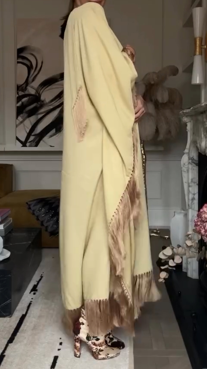Women's V-neck Splicing Tassel Temperament Dress