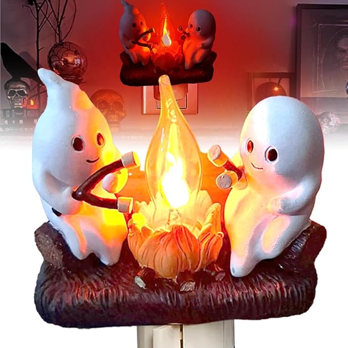 🎃Halloween Flash Sale 50% OFF🔥Ghost Campfire NightLight - Spooky Ghost Campfire Flickering Night Light - 3D LED