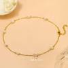 Gold Pearl Necklace, Dainty Gold Necklaces Prom Pearl Choker Necklace 15'' Pearl Necklaces for Women Beachy Necklace Adjustable Pearl Jewelry Bride as Graduation Birthday Mothers Day Gifts