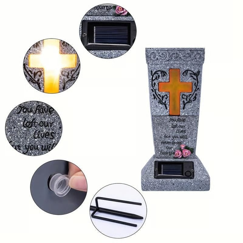 🎁TikTok Last Day Sale - 70% OFF🔥Solar-powered cross angel flowerpot solar-powered cemetery vase with LED