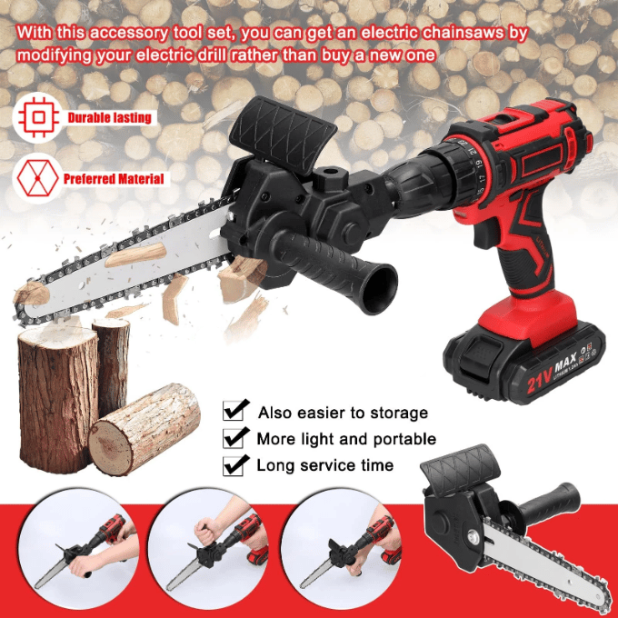 Last Day 48% OFF--ELECTRIC DRILL MODIFIED TO ELECTRIC CHAINSAW DRILL ATTACHMENT🔥(BUY 2 GET EXTRA 10%OFF&FREE SHIPPING!!!)