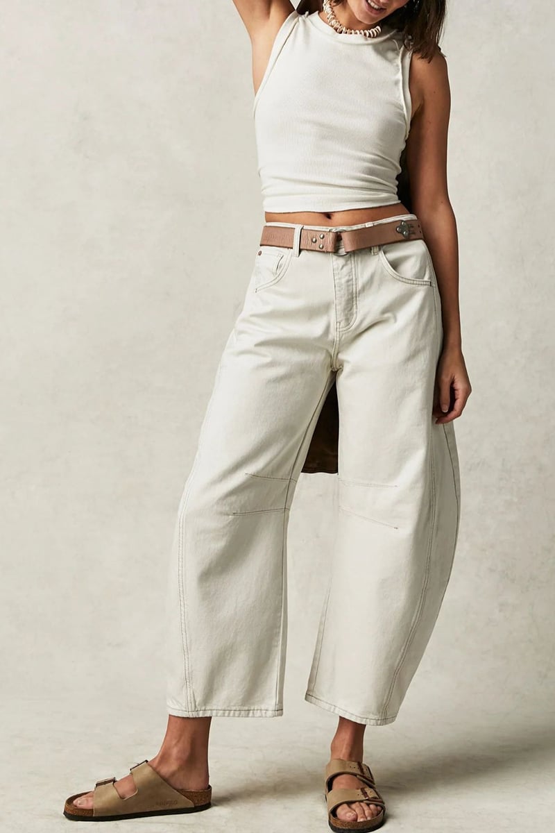 Women Casual Loose Mid-Rise Tube-Cut Jeans